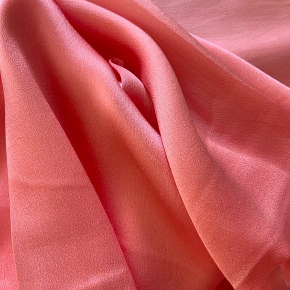 Coral Pink Red 100% SILK SATIN Large Shawl Scarf Wrap Wedding Bridesmaid CoverUp - Picture 3 of 5